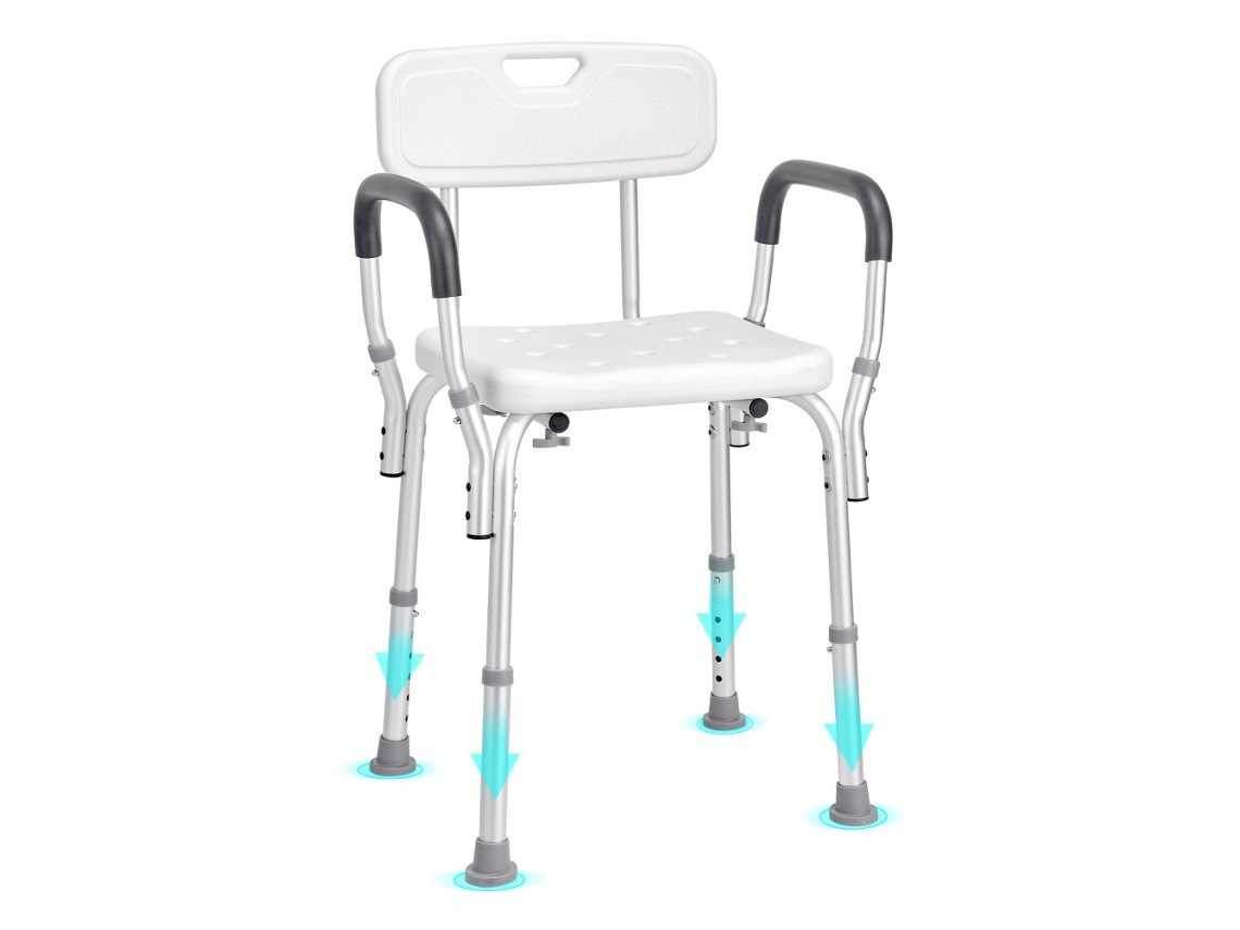 Silla de ducha ajustable y antideslizante con brazos, Tekmaquinas