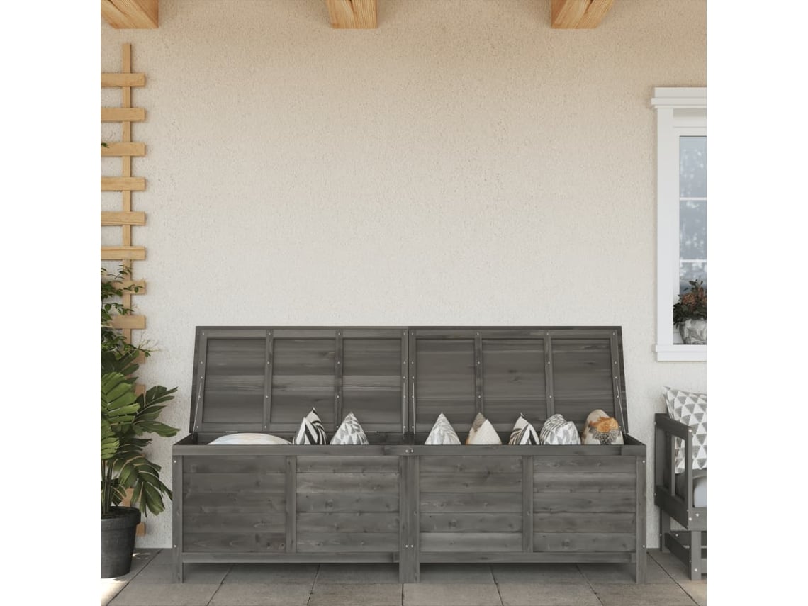 Caja de almacenamiento para jardín (198,5 x 50 x 56,5 cm), abeto macizo, antracita, DKD HOME DECOR
