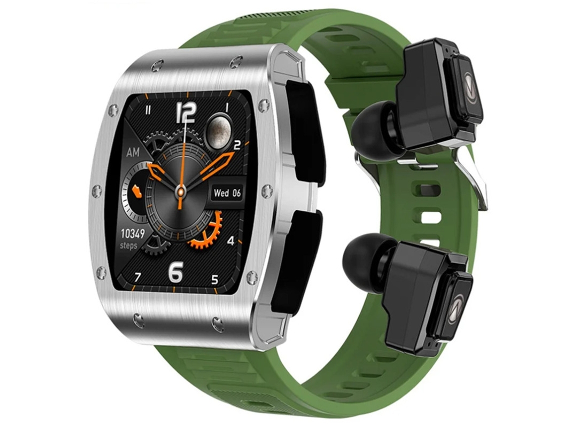 Smartwatch Tws 2 En 1 Bluetooth Llamando Monitoreo De Oxígeno En Sangre Modos Multideportivos De Salud Verde Yizhood