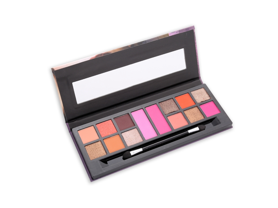 Paleta De Sombra De Olhos E Blush Com 14 Cores Glitter E Matte À Prova D'água E De Longa Duração