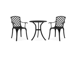 Conjunto de bistró de 3 piezas de aluminio fundido negro de DKD Home Decor