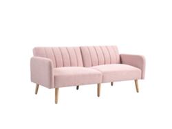 Sofá Cama De 2 Plazas En Lino Sintético Con Respaldo Rosa, 173x75x73cm