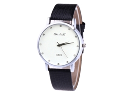 Reloj De Pulsera Unisex Con Correa De Cuero Sintético Y Diamantes De Imitación, Reloj De Cuarzo Negro De Moda