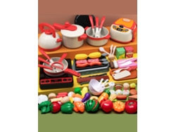 Juego de cocina infantil con 90 piezas para cortar frutas y verduras - Simulación de corte - Mdug