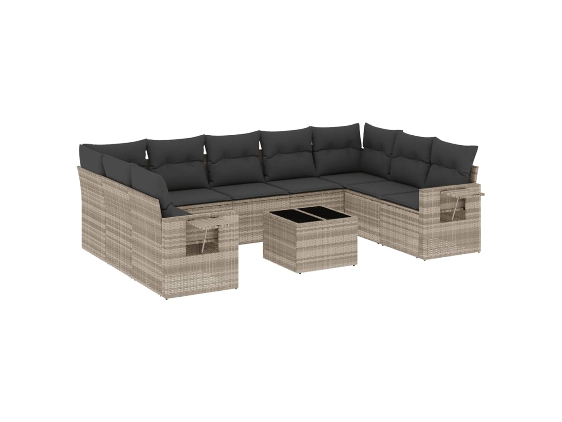 Maison Exclusive - Set Sofás Jardín 10 Pzas Con Cojines Ratán Sintético Gris Claro