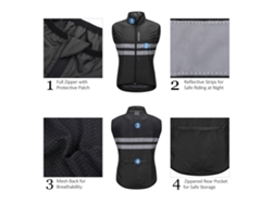 Chaleco De Ciclismo Sin Mangas Wosawe, Impermeable Y Transpirable, Con Franjas Reflectantes, Para Hombre Y Mujer.