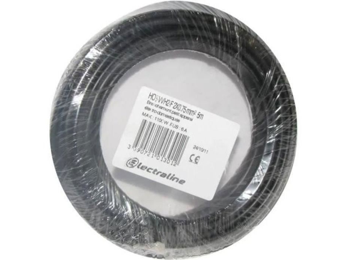 Cable Flexible Ho3 Vvh2 F 5m 2 X 0,75mm² Negro Fios Y Cables 60113023d Electraline