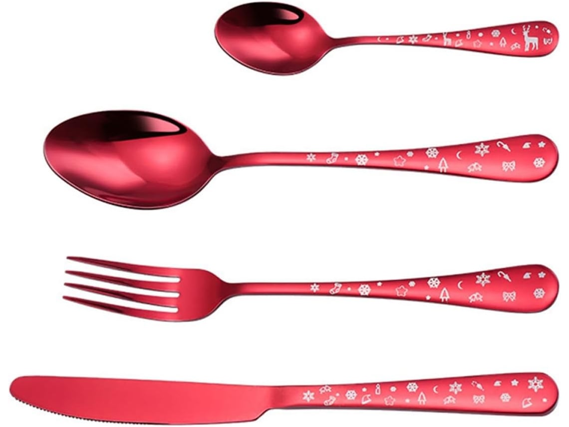 Conjunto De Talheres De Natal De 4 Peças Em Aço Inoxidável