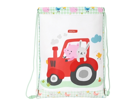 Mochila de Bolsa Con Cuerdas Sapta Granja Verde Verde 26 x 34 x 1 cm