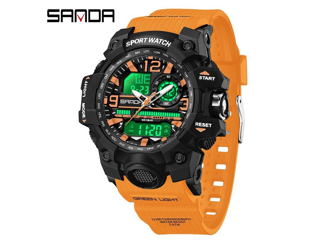 Reloj Deportivo Multifuncional, Moderno Y Elegante (negro/naranja mujer) Con Acabado Luminoso.