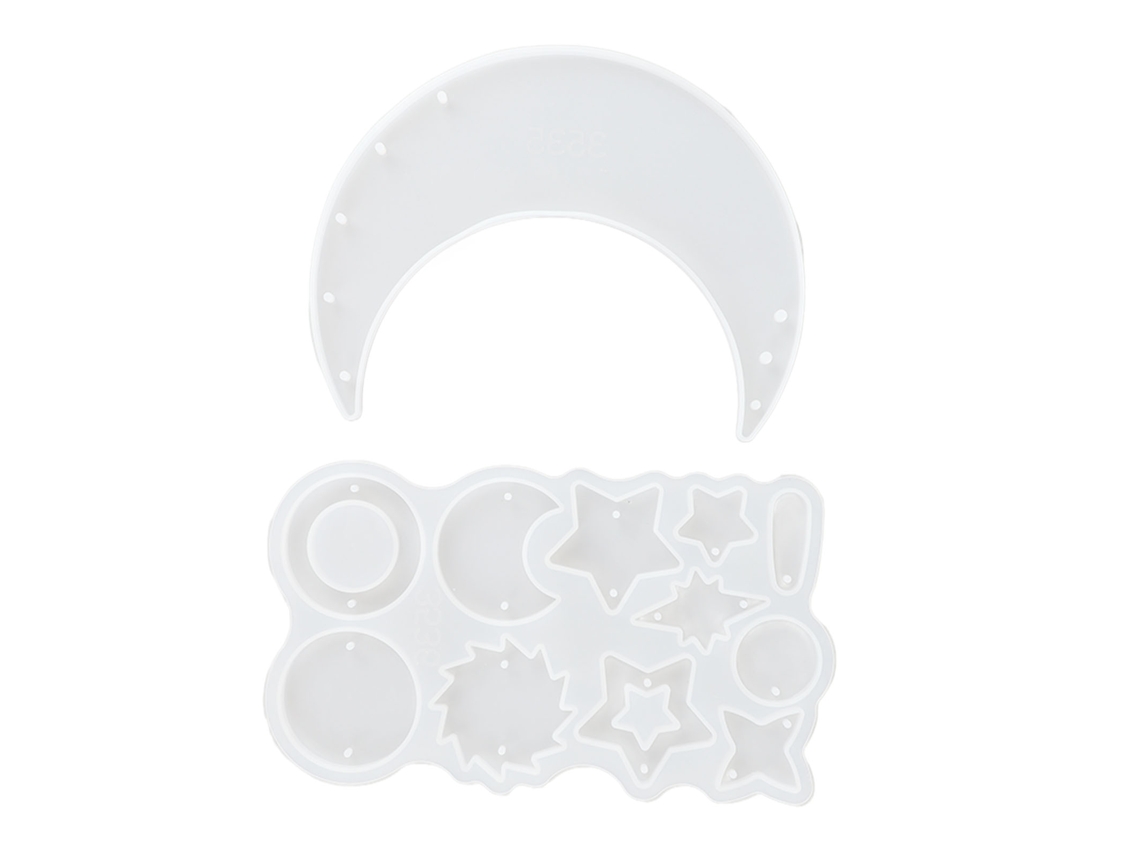 Molde De Silicona Reutilizable Para Campanillas De Viento De Resina Epoxi Con Forma De Luna Y Estrella. Decoración De Pared Diy.