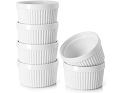 Set De 6 Ramequines Porcelana Para Creme Brulee, Pudin Y Helado, Horno Y Microondas Seguros, Diseño Elegante 2.75 Cm