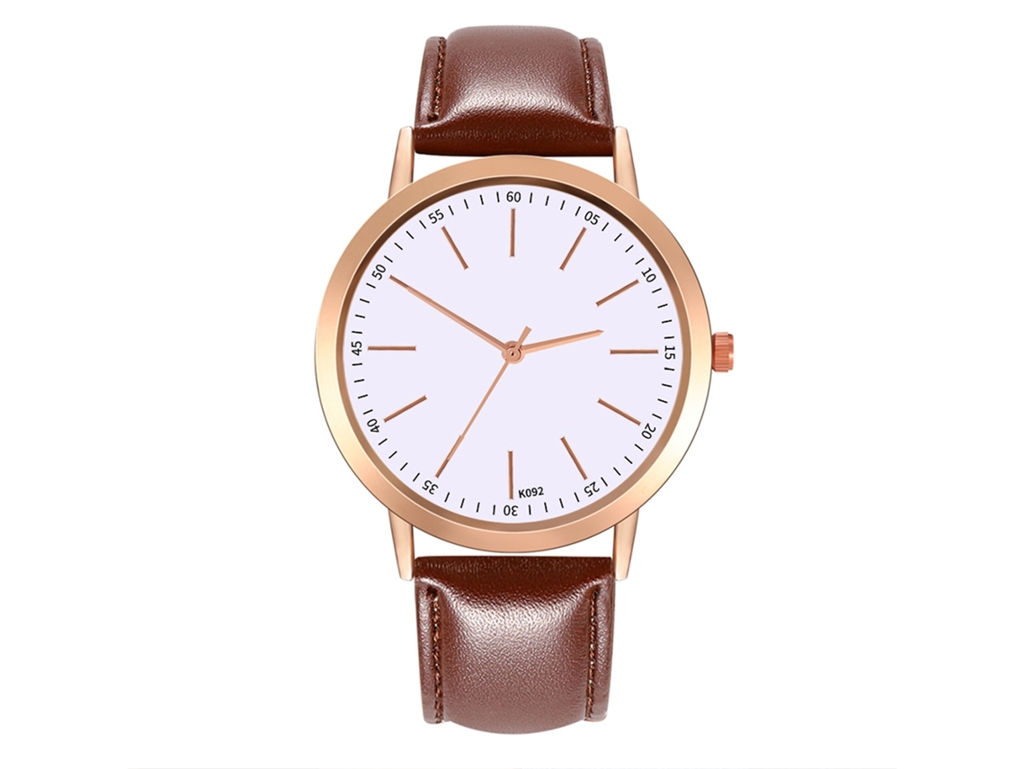 Reloj De Pulsera De Aleación Con Esfera Redonda Analógica De Cuarzo Para Mujer Y Hombre (café Oscuro)