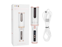 Plancha De Rizado De Cabello Automática Inalámbrica Recargable Usb Con Lcd, Color Blanco