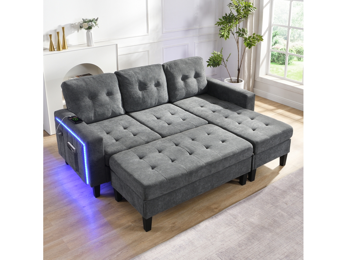 Sofá Cama Modular Con Iluminación Led Moderna