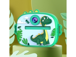 Giftam300 3 Cámara instantánea infantil, modelo de dinosaurio verde, + 2 rollos de papel para impresora + cordón. YUNZII