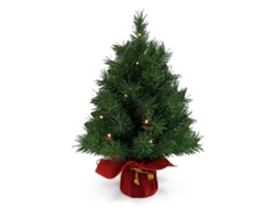 Árbol De Navidad Pequeño De Mesa De 50 Cm Con Luces Led Blancas Cálidas Y Base De Terciopelo Rojo - Artículo Decorativo Navideño