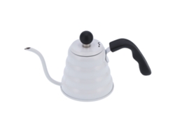 Cafetera manual de acero inoxidable blanca de 600 ml con pico largo para el hogar y la oficina