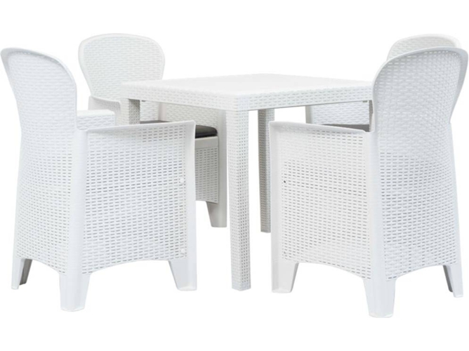 Conjunto 5 Muebles De Jardin VIDAXL Blanco Plástico