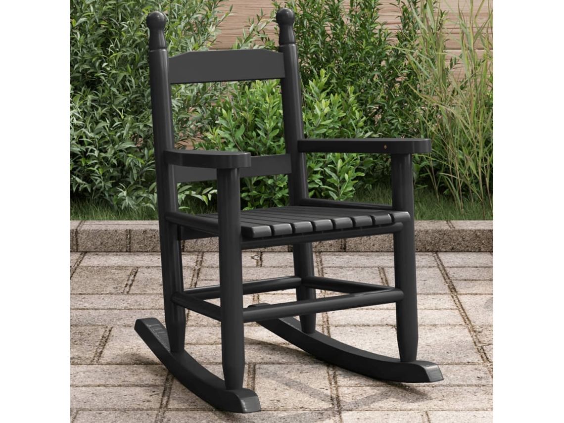 Mecedora infantil de madera maciza de álamo de Lovely Home, color negro