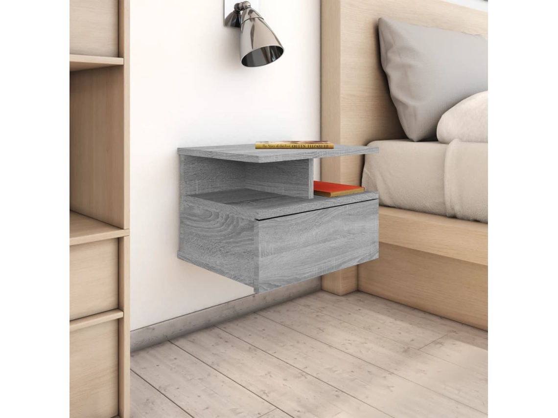 Mesa Cabeceira LOVELY HOME Mesinha Suspensa 40X31X27 Cm Madeira Proc. Sonoma Cinza