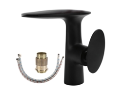 Grifo de lavabo negro con manija única G1/2