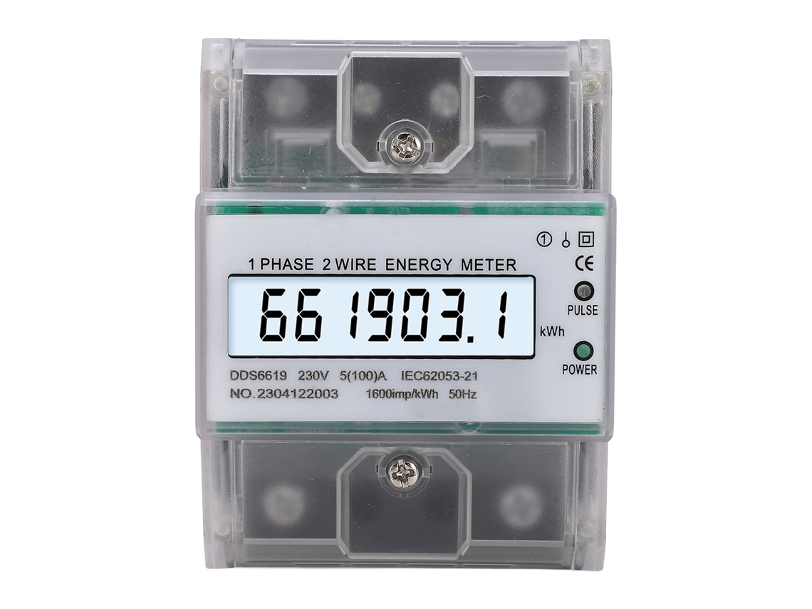Medidor De Energía Digital Monofásico De 2 Hilos, Kwh, Lcd Con Retroiluminación, 230 Vca, 5(100) A, Para Riel Din.