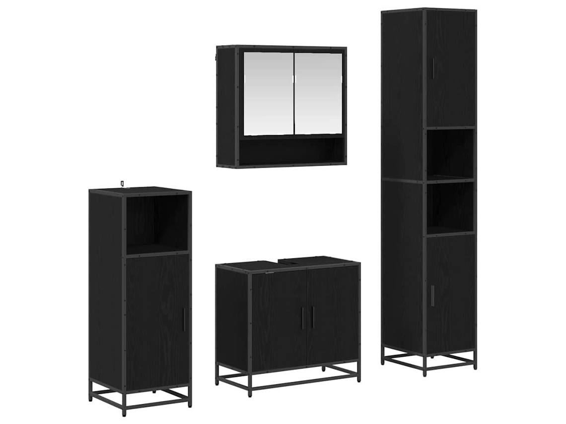 Conjunto de muebles de baño con puerta, roble negro, 4 piezas, MAISON EXCLUSIVE