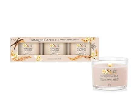 Pack de 3 Velas Votivas Aromáticas Vainilla Crème Brulee YANKEE CANDLE