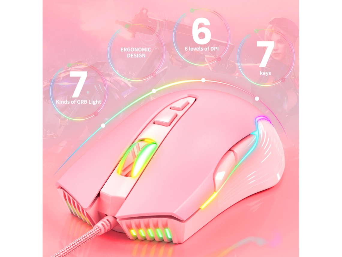 Ratón Para Juegos Onikuma Cw905 Con Cable Usb, Rgb, 6400 Dpi, Ajustable, 7 Botones Para Pc, Portátil Y Ordenador De Sobremesa.