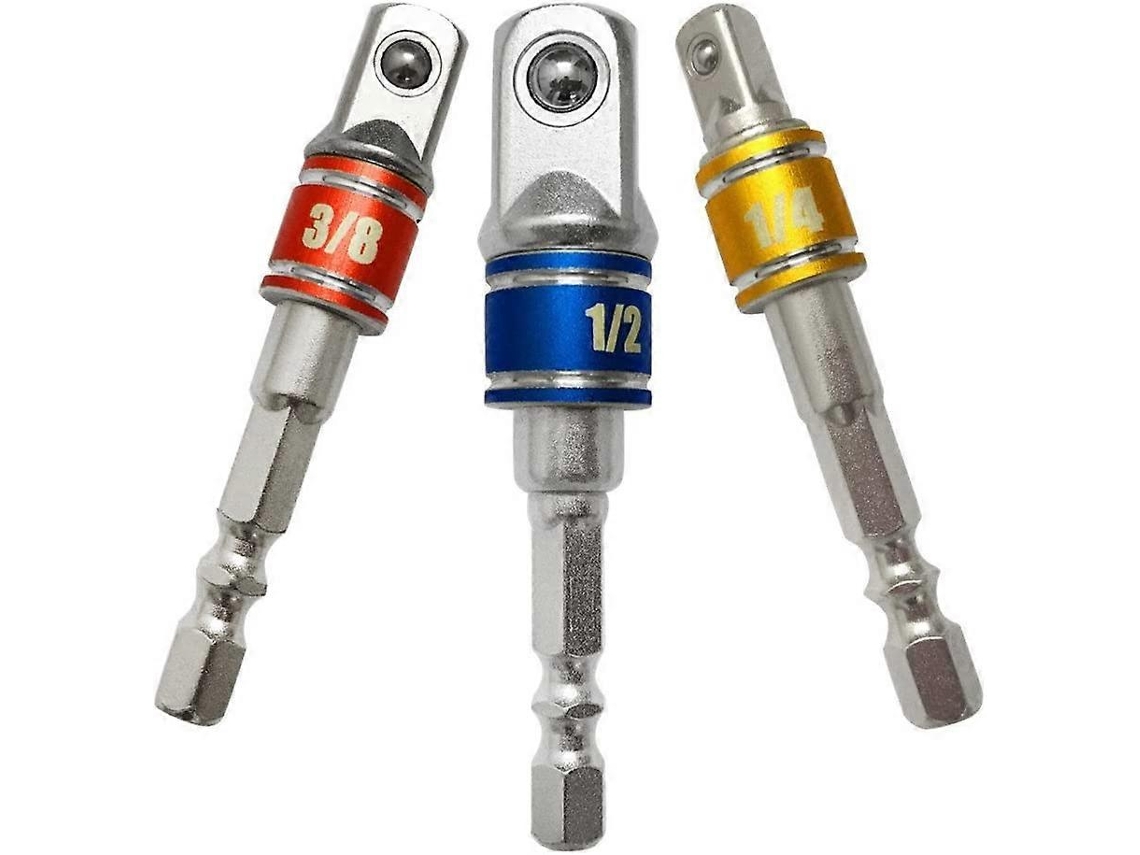 Set De Adaptadores De Herramienta De Impacto Hexagonal 1/4 3/8 1/2 Cr-v Para Atornilladores Inalámbricos Y Taladros