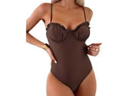 Traje de baño monokini de una pieza con volantes y tirantes ajustables, de secado rápido y con efecto push-up. SFUSHOS