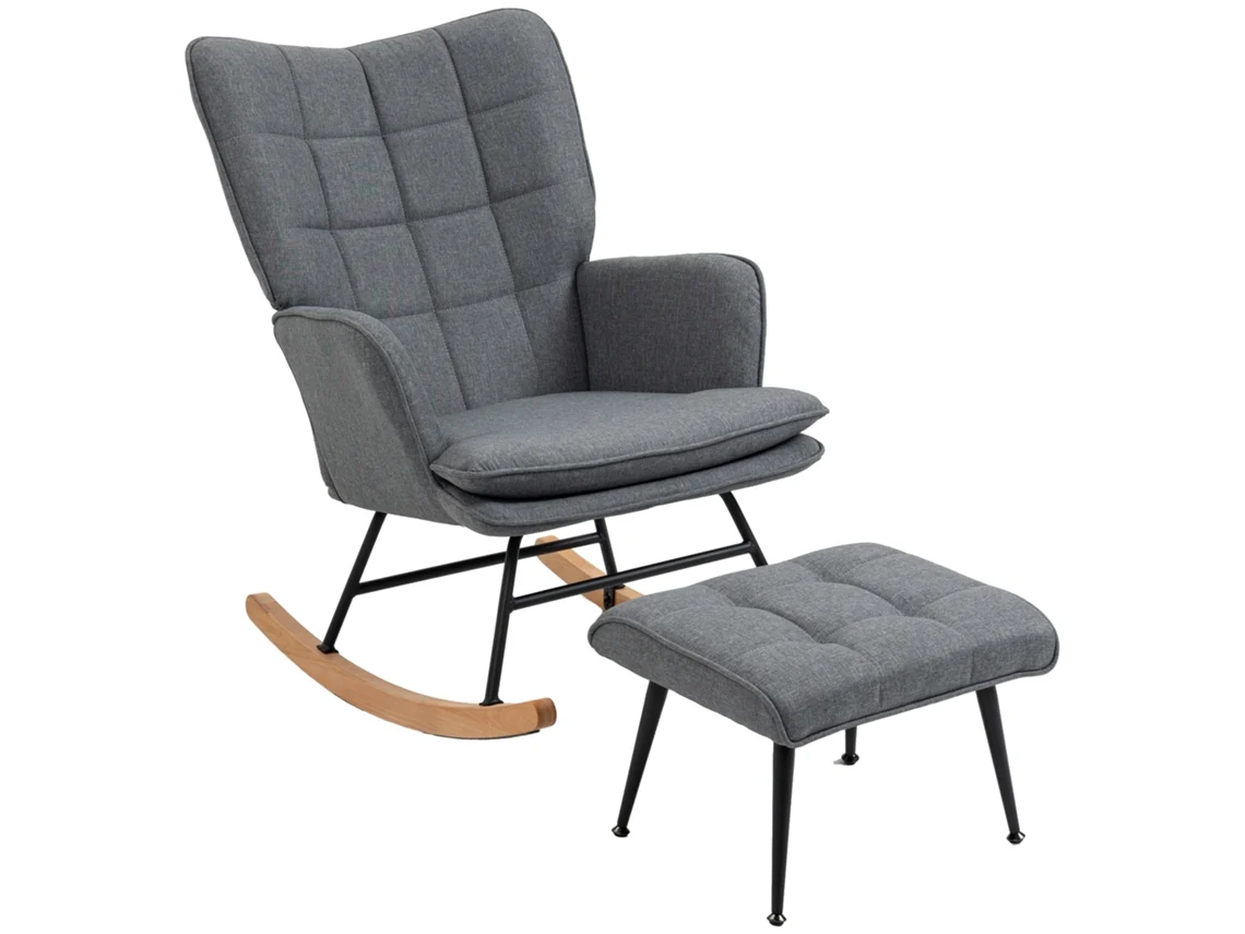 Silla mecedora VELTUS TRADE, reposapiés, cojín, capacidad de 130 kg, gris.
