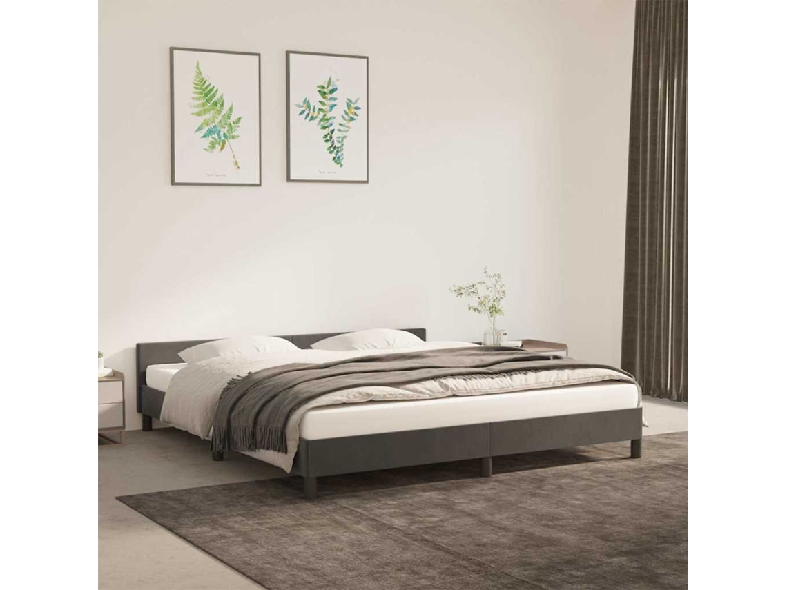 Estructura De Cama Sin Colchón Terciopelo Gris Oscuro 180x200cm