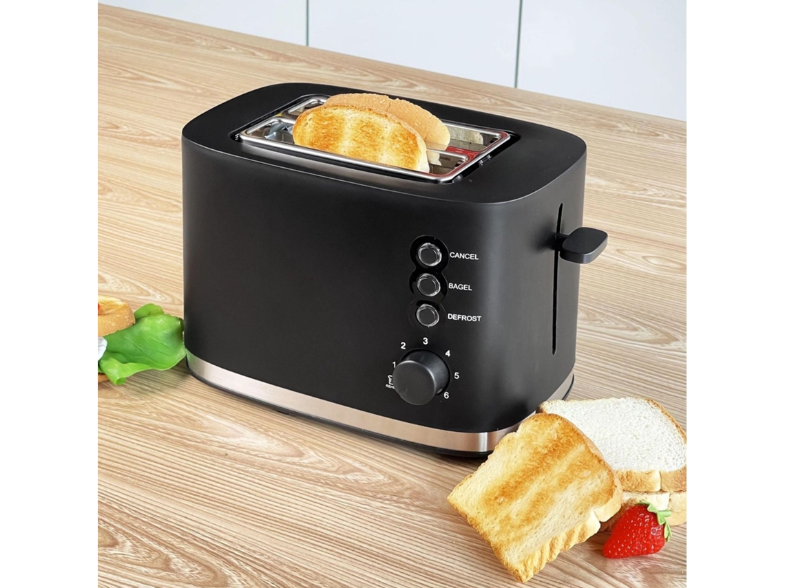 Tostadora Retro - 6 Niveles De Calor Ajustables - 2 Ranuras Extragrandes - 870 W - Negra