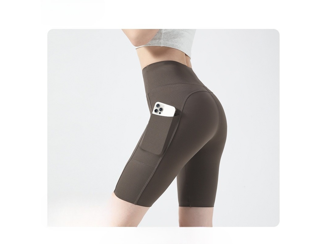 Shorts De Ioga Femininos De Cintura Alta, (5 Polegadas), Tamanho L 45-54 Kg Marrom Siurn