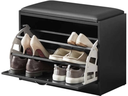 Armario para Zapatos SOBUY FSR16-SCH (Negro - MDF, PU, Esponja - 60 x 30 x 44 cm)