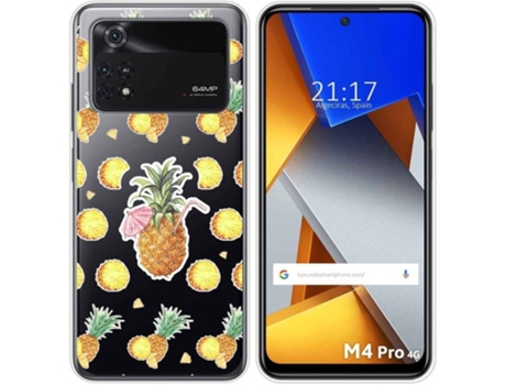 Carcasa para Xiaomi Poco M4 Pro 4G TUMUNDOSMARTPHONE Dibujos Transparente Piña Multicolor
