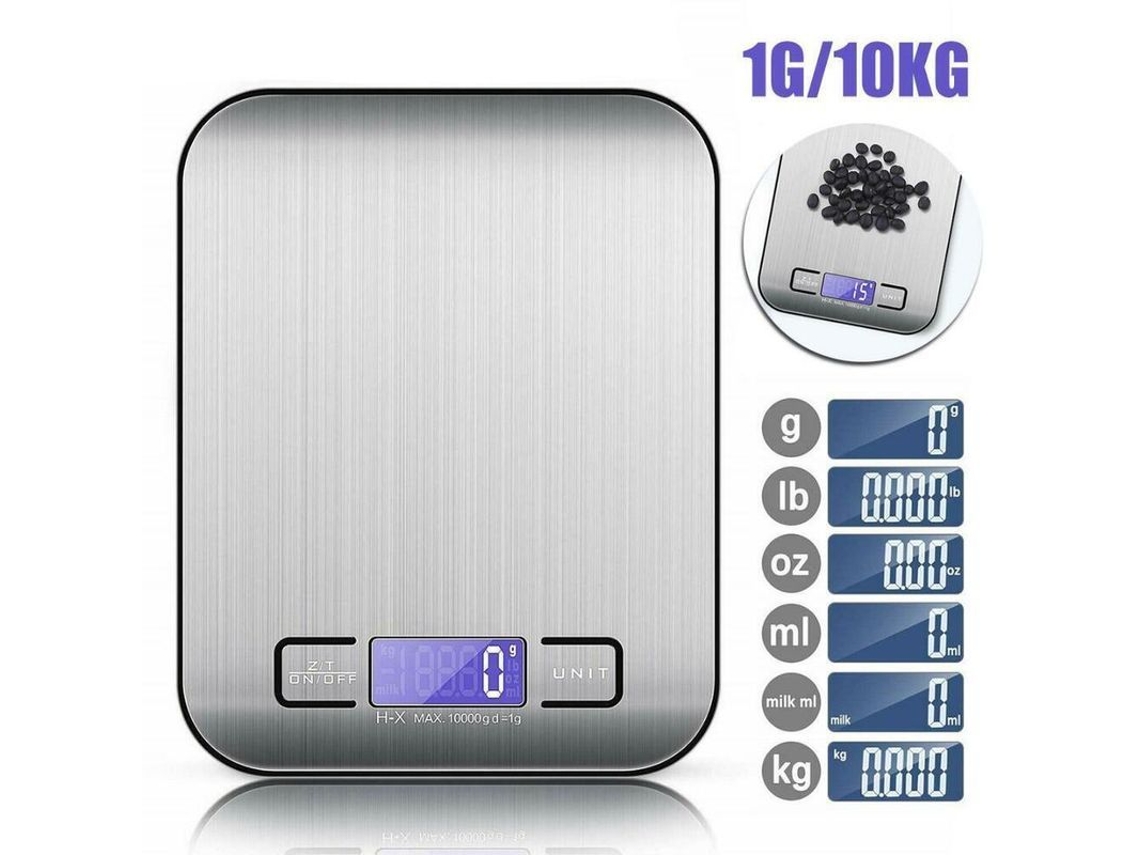 Balanza De Cocina Digital De 5 Kg Con Pantalla Lcd, Acero Inoxidable + Plástico, Pilas Aaa Incluidas.