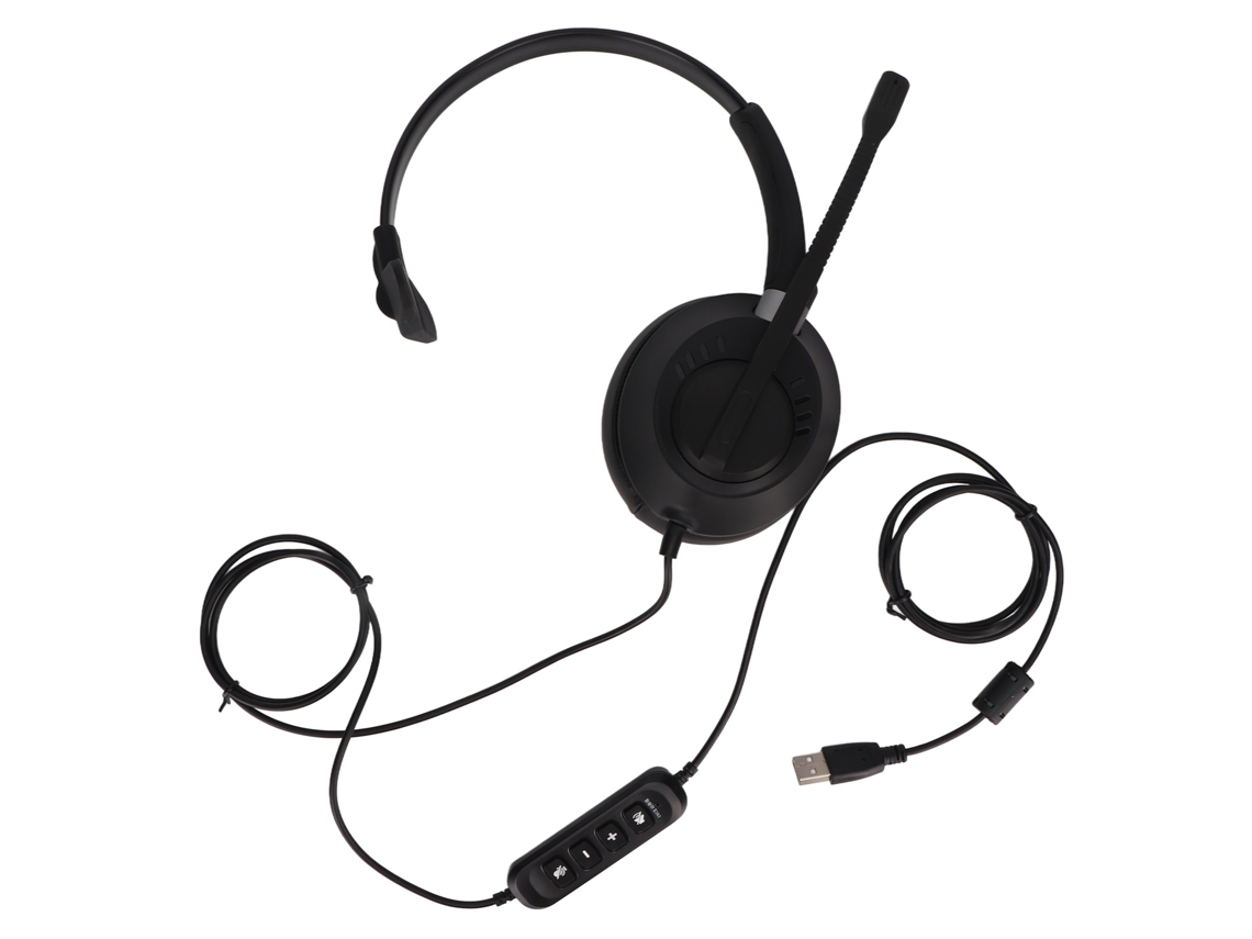 Auriculares Mono Para Negocios Con Cancelación De Ruido, Enc, Función De Silencio Del Micrófono, Conexión Usb Para Pc, Color Negro.