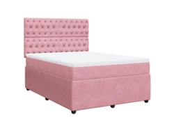 Maison Exclusive - Cama Box Spring Con Colchón Terciopelo Rosa 160x200 Cm
