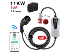 Cargador De Pared Portátil De 11 Kw Para Vehículos Eléctricos, 6a–32a, 5 M