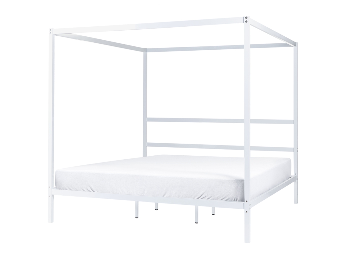 Cama con dosel BELIANI Lestards de Acero Blanco 188x209x189