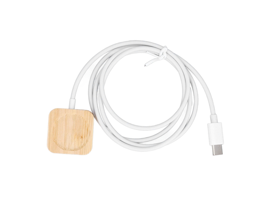 Carregador Sem Fio Magnético Para Relógio Inteligente Ios S9-s4 Com Cabo De Bambu Portátil Usb-c 3w