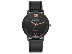 Reloj Hombre De Leather Pu Moda Analog De Cuarzo Pulsera Gaiety Black