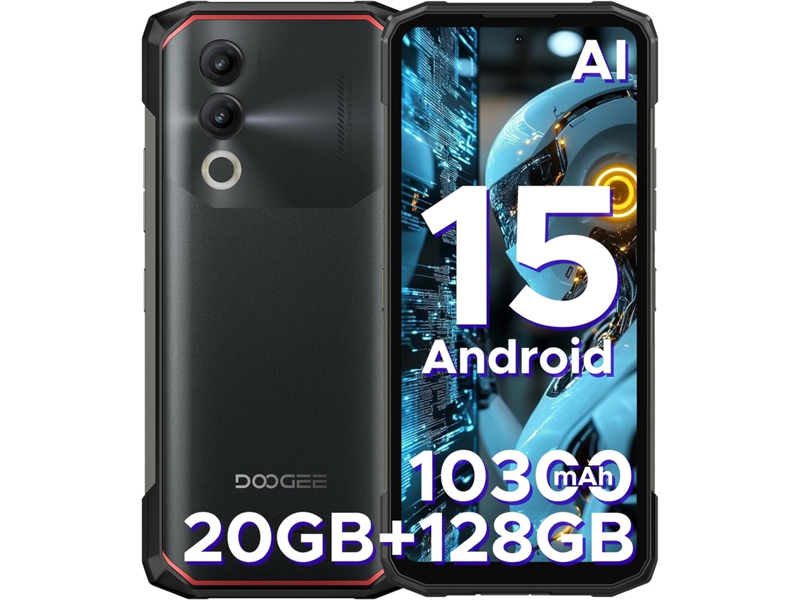 Smartphone robusto Doogee Blade 20 de 20 GB y 128 GB, 6,6", 10300 mAh, Android 15, color negro