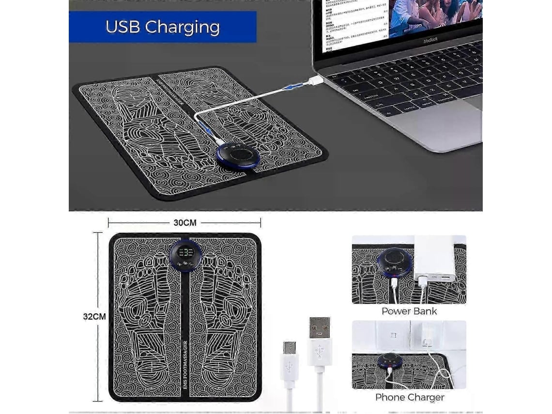 Massageador Elétrico Para Os Pés, Máquina De Massagem Ems Para Os Pés, Estimulador De Circulação Para Pés E Pernas, Tapete De Massagem Portátil D