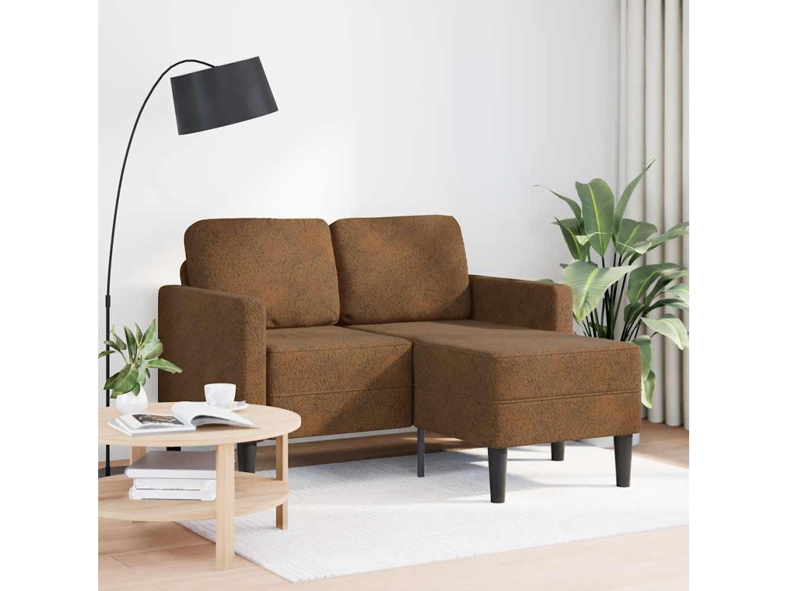 Maison Exclusive - Sofá De 2 Plazas Con Chaise Longue En Forma De L, Color Marrón, 125 Cm, Piel Sintética