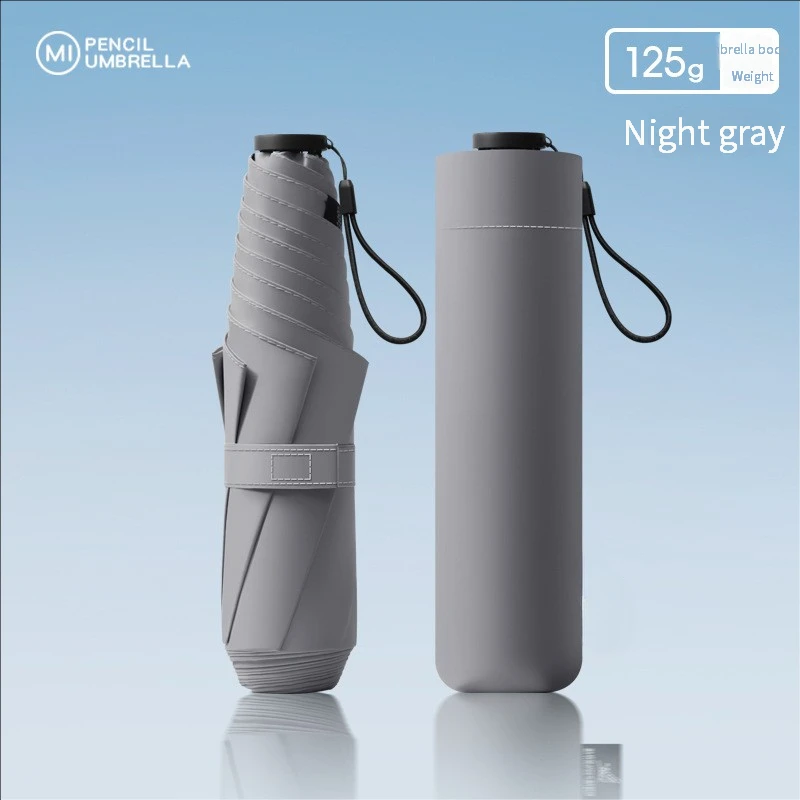 (gris) Paraguas Portátil Ultraligero De 125 G, Paraguas De Doble Uso Para Protección Solar, Protección Uv Y Protección Contra La Lluvia.