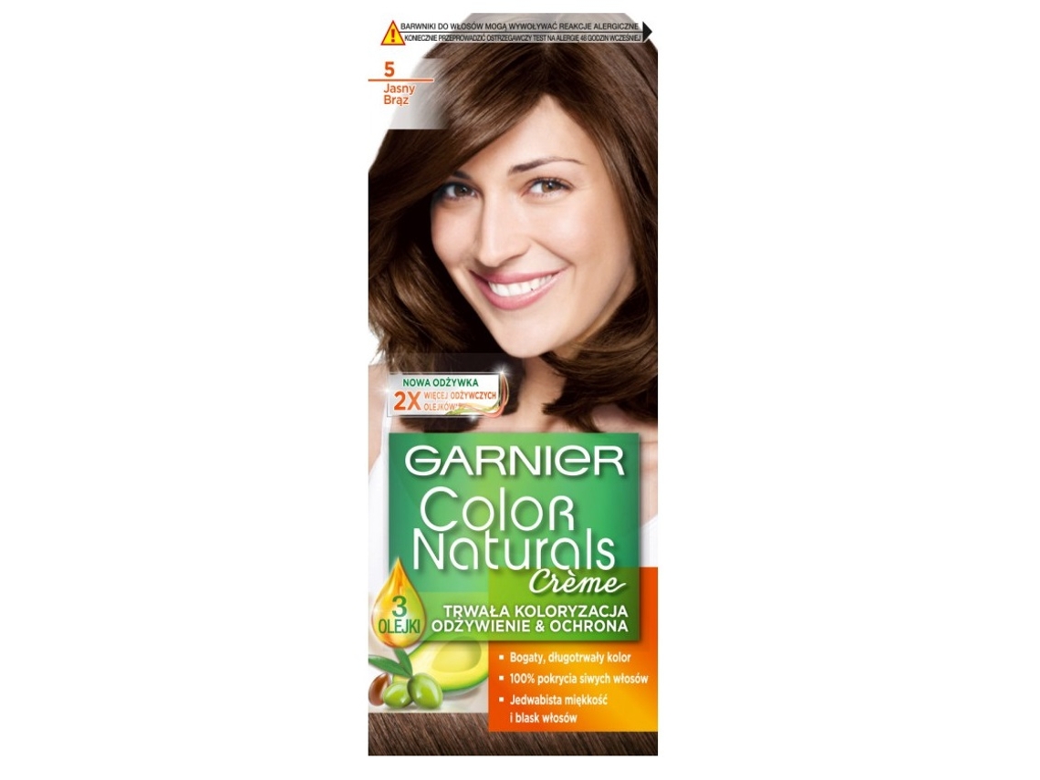 Color Naturals Castaño Claro Tinte Permanente para el Cabello en Crema, Paquete Individual Garnier